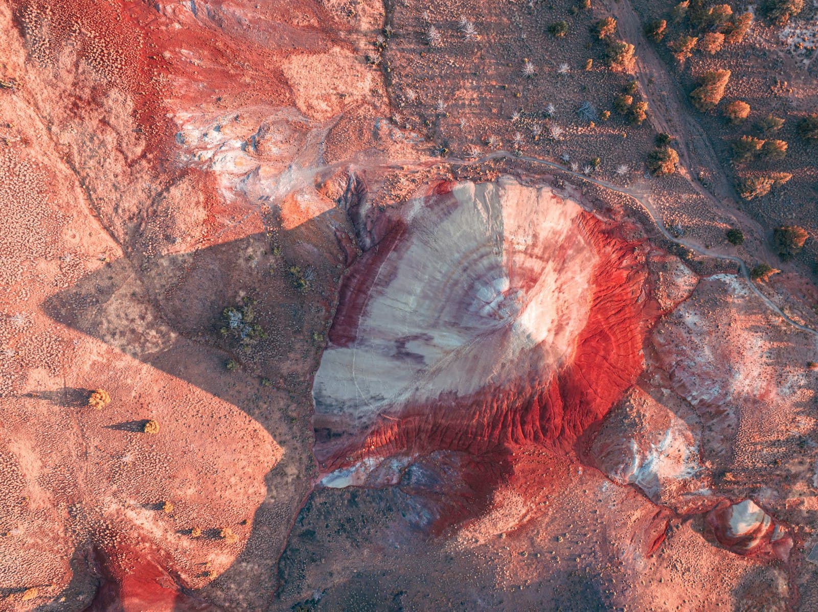 Mineral Point — an aerial view of a red and white mountain