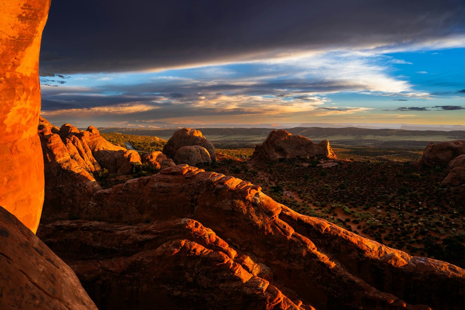 Moab — the sun is setting over the mountains and rocks