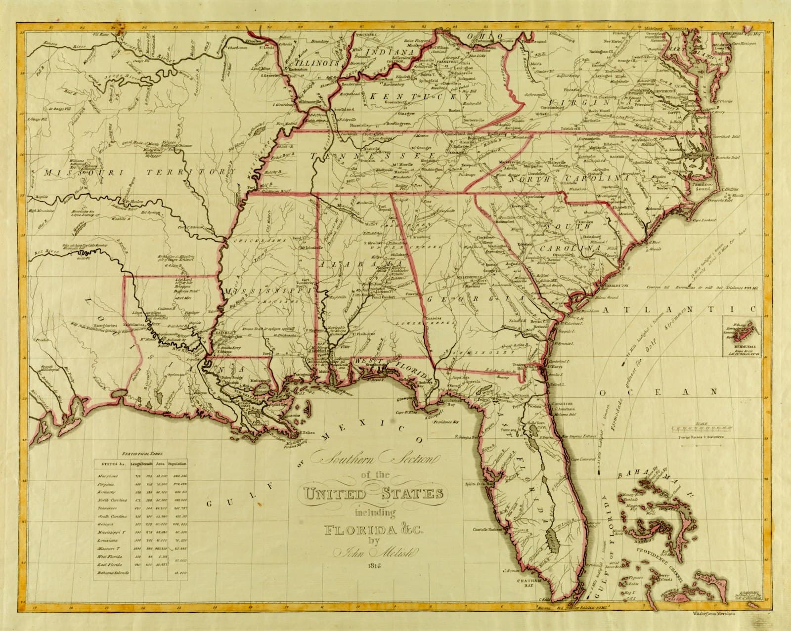 Montgomery — An old map of the southeastern united states and florida.