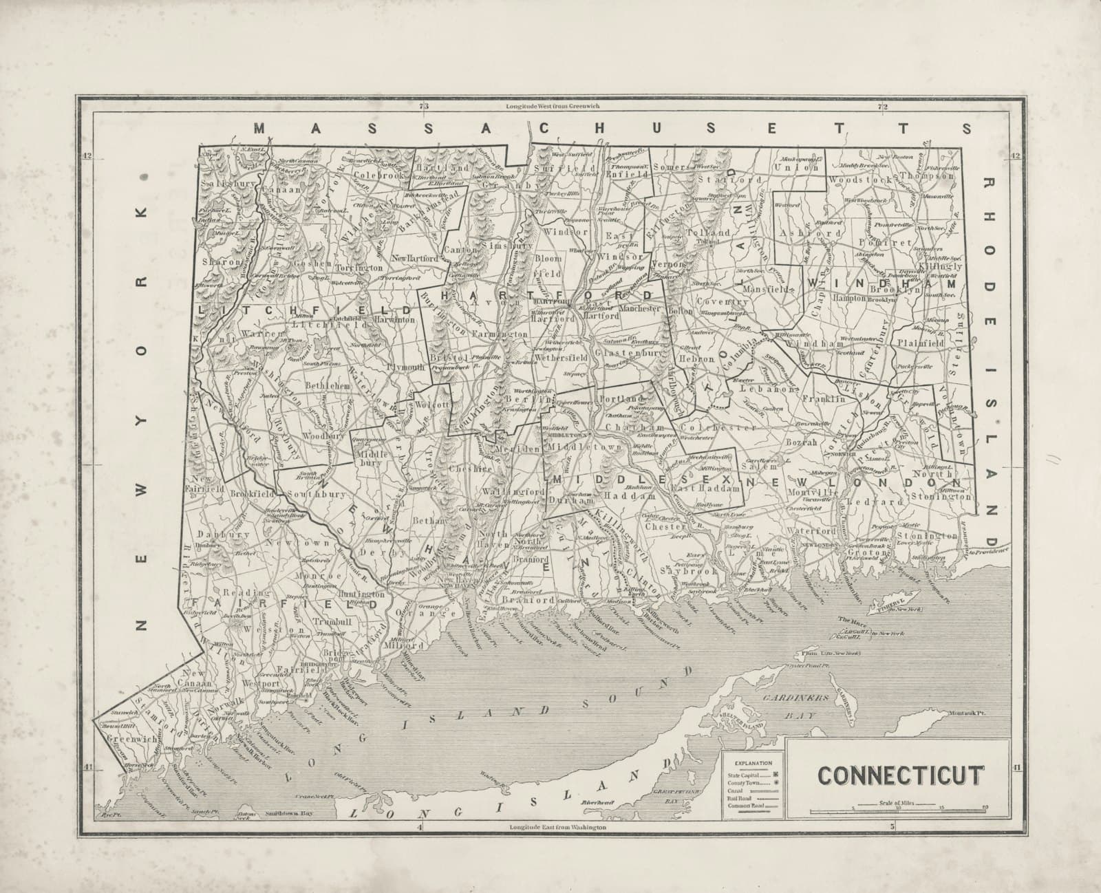 Montgomery — Map of connecticut showing cities and roads