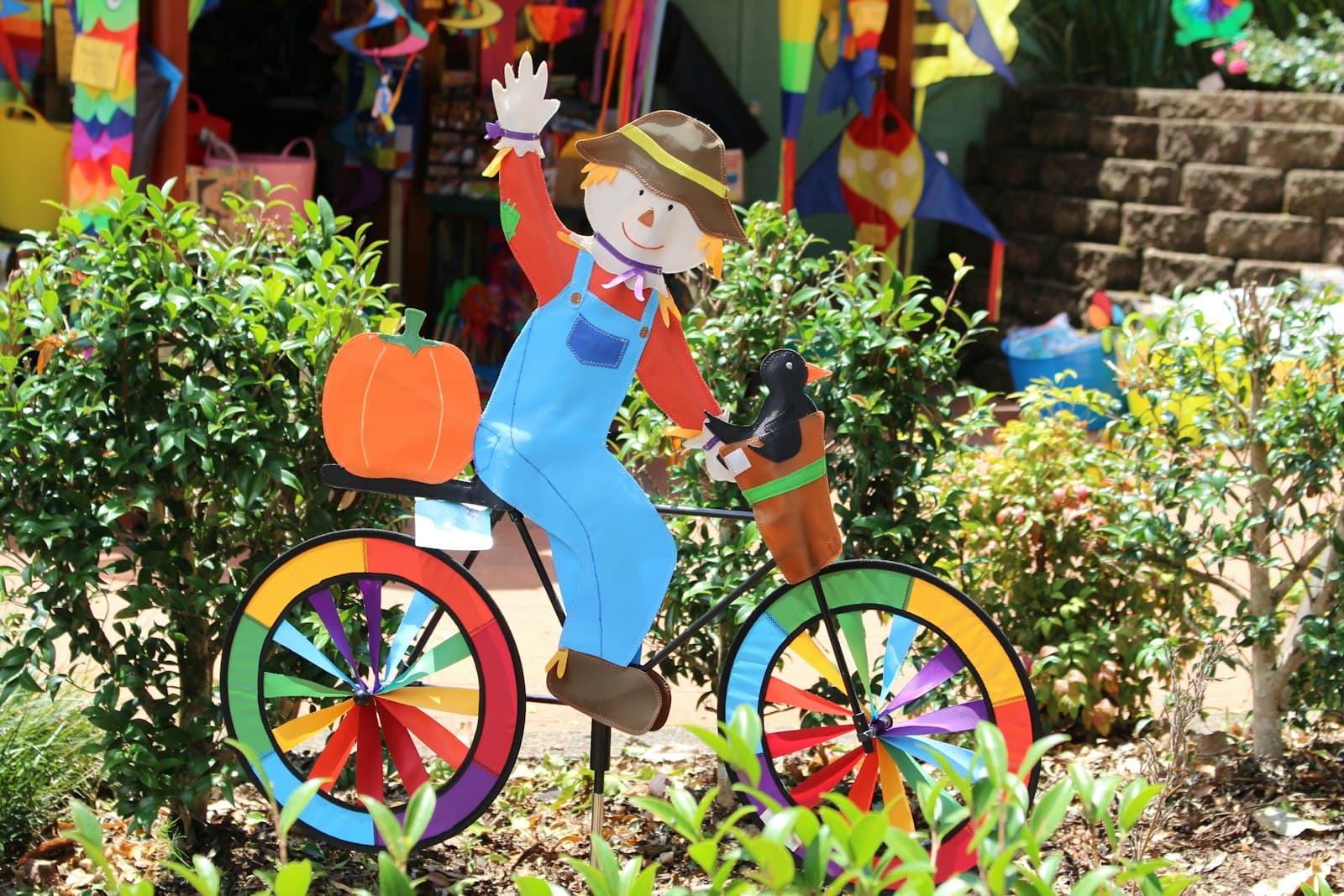 Montville — a statue of a man riding a bike with a cat on it