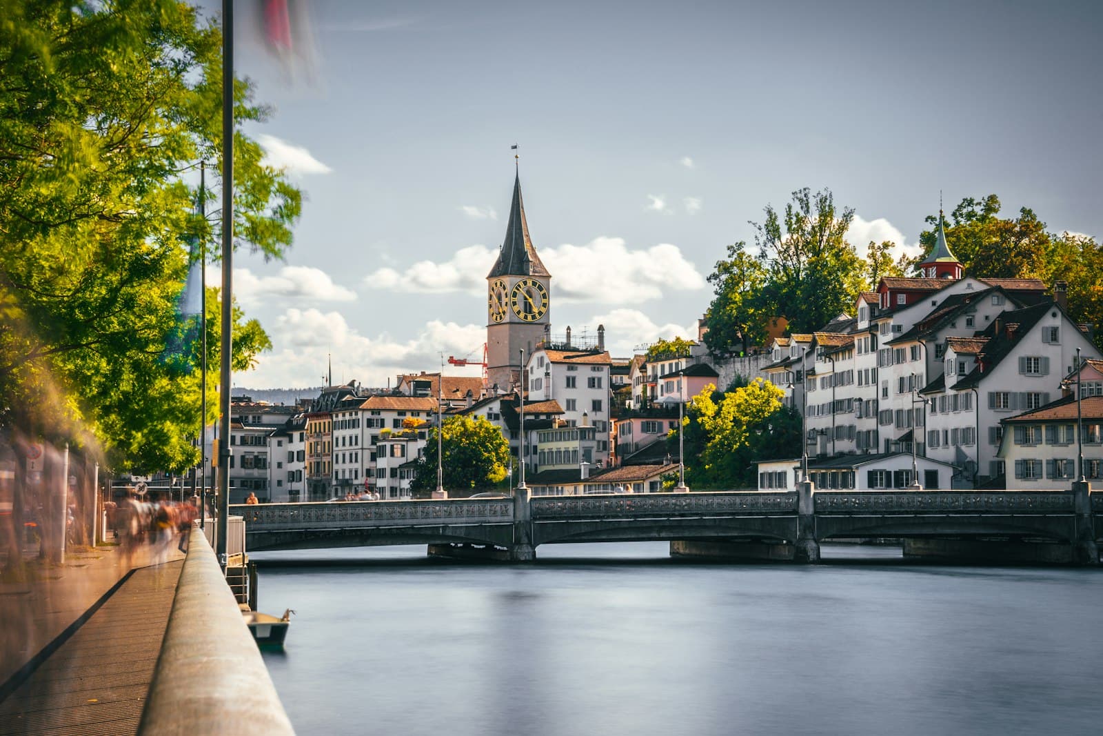 Morges — a bridge over a river with buildings on either side of it