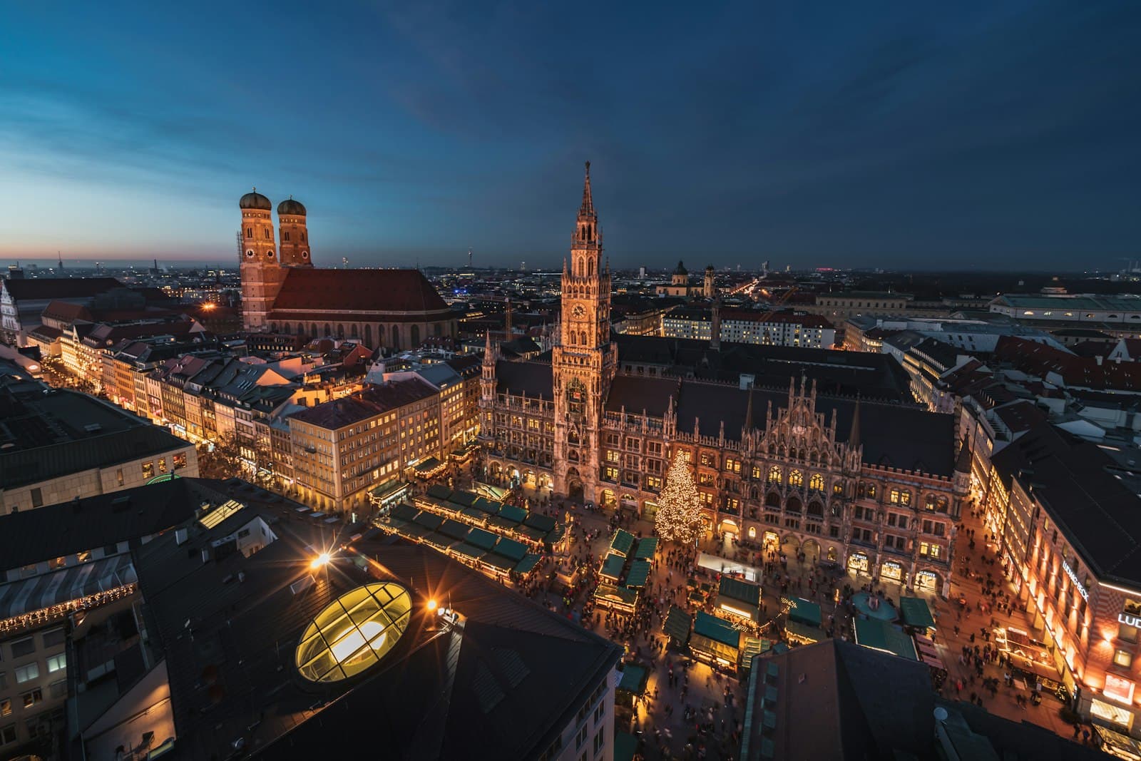 Munich — aerial photo of cityscape during nighttime