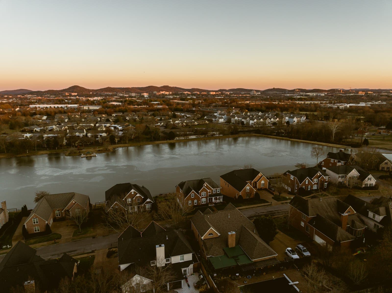 Nashville — an aerial view of a neighborhood near a body of water