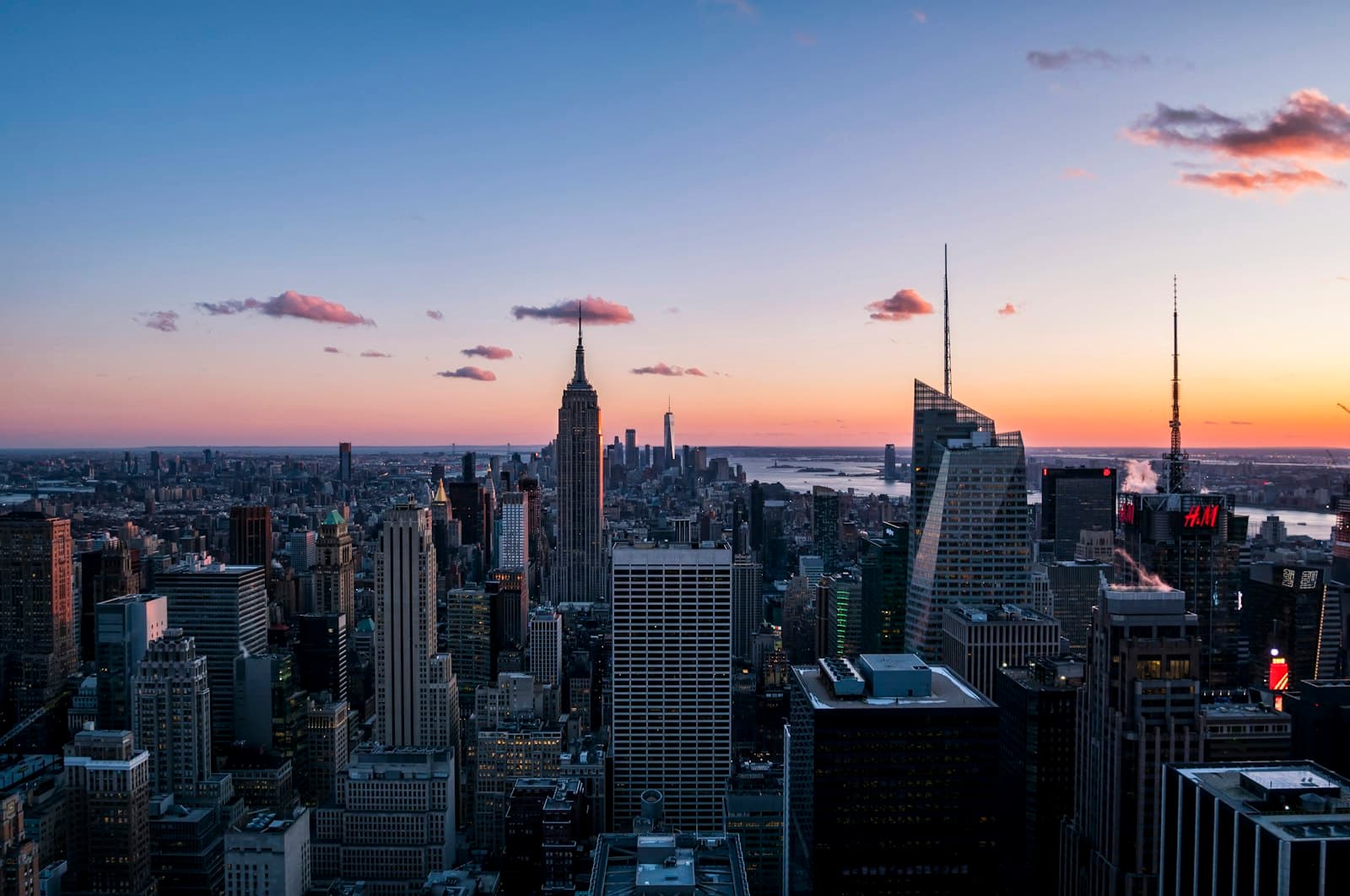 New York — high-rise building during blue hour