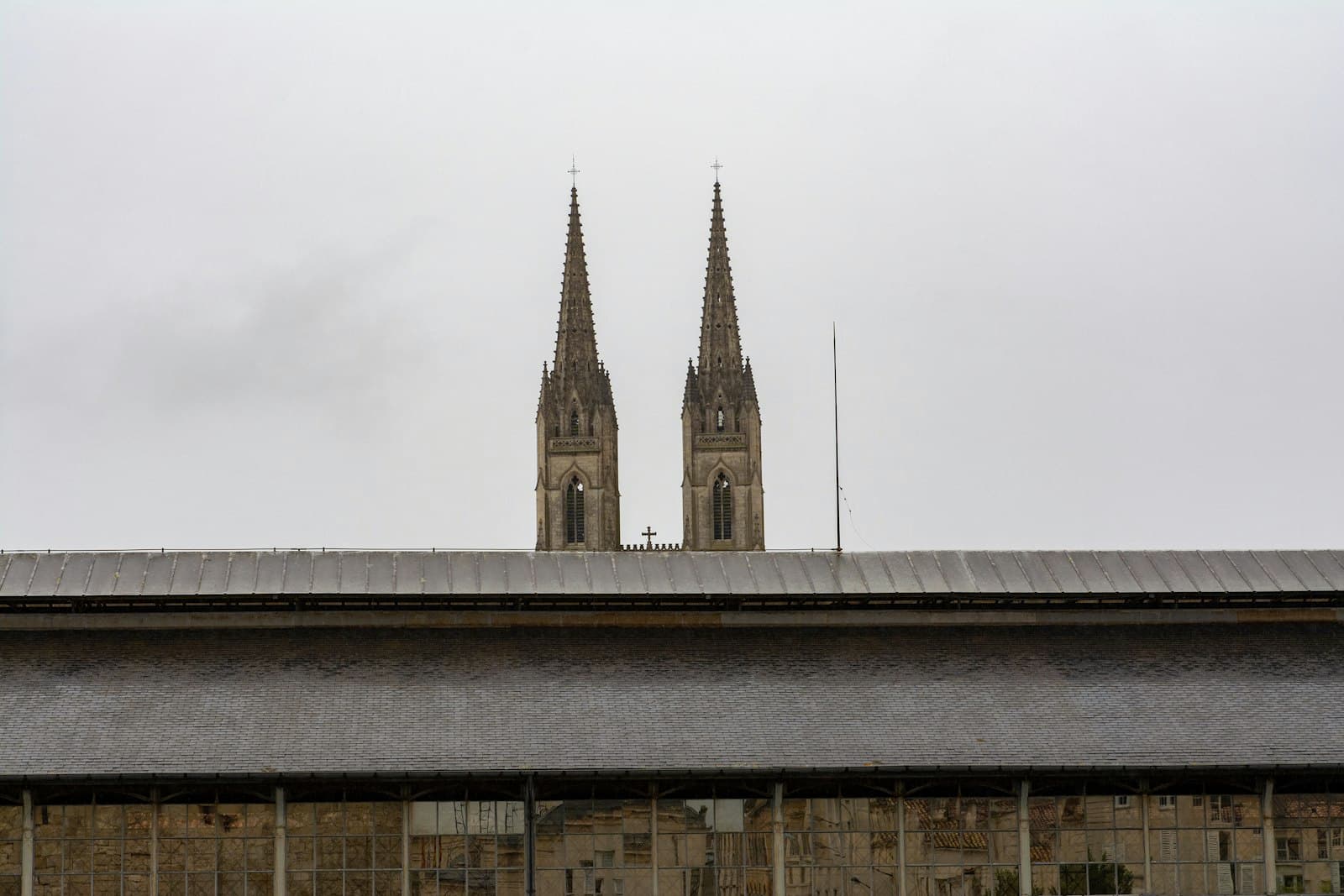 Niort — a view of a building with two spires on top of it