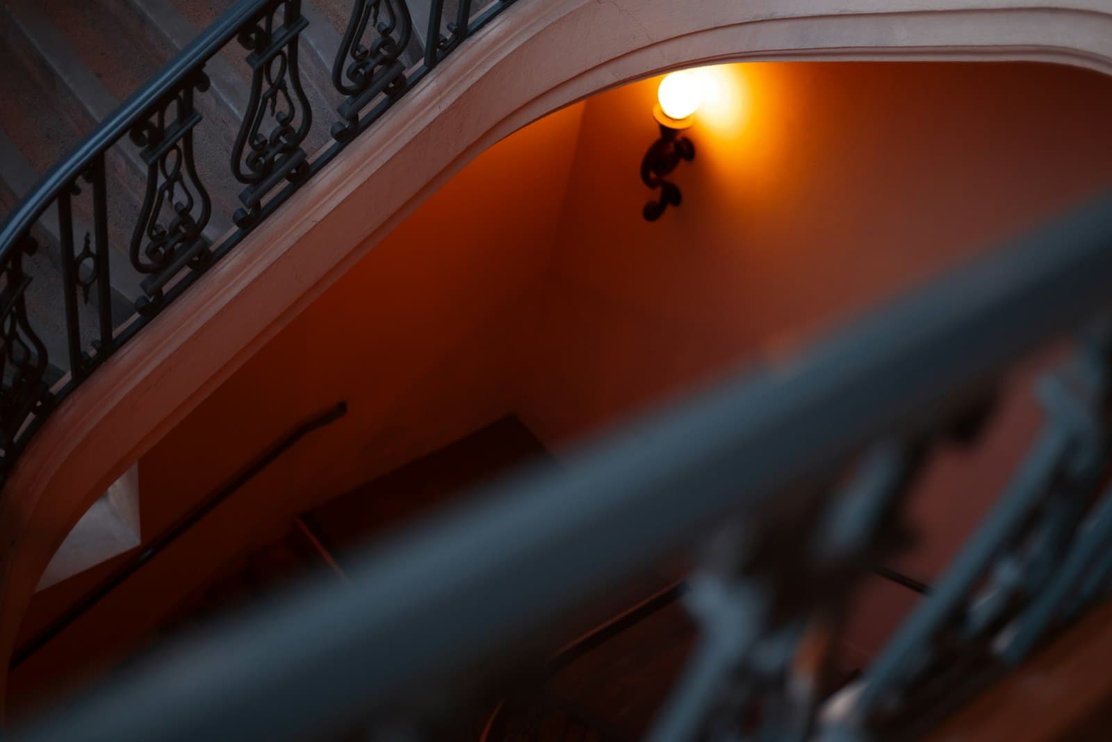 Pasadena — a light that is on above a set of stairs