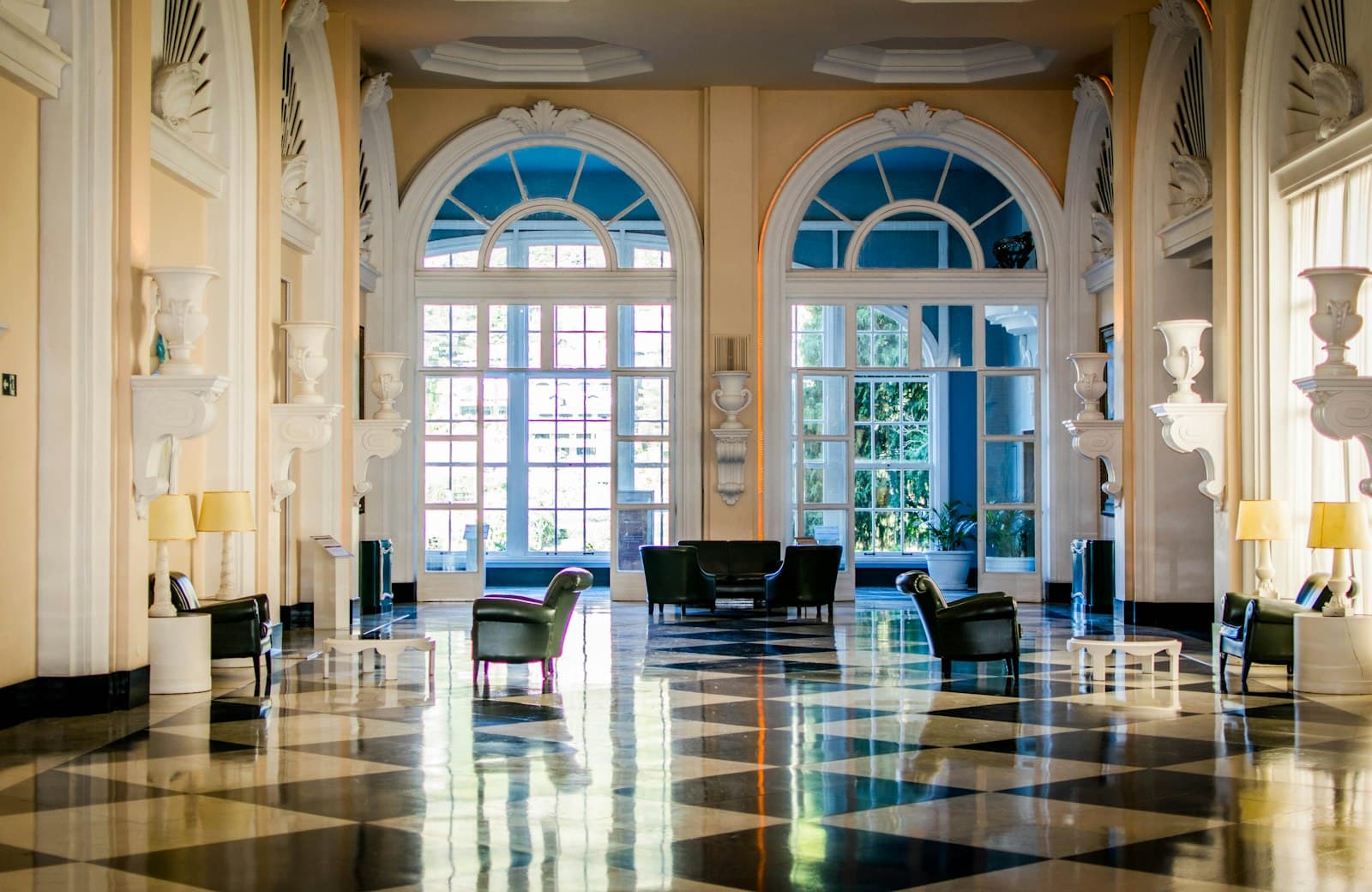 Petrópolis — black leather chairs inside the palace