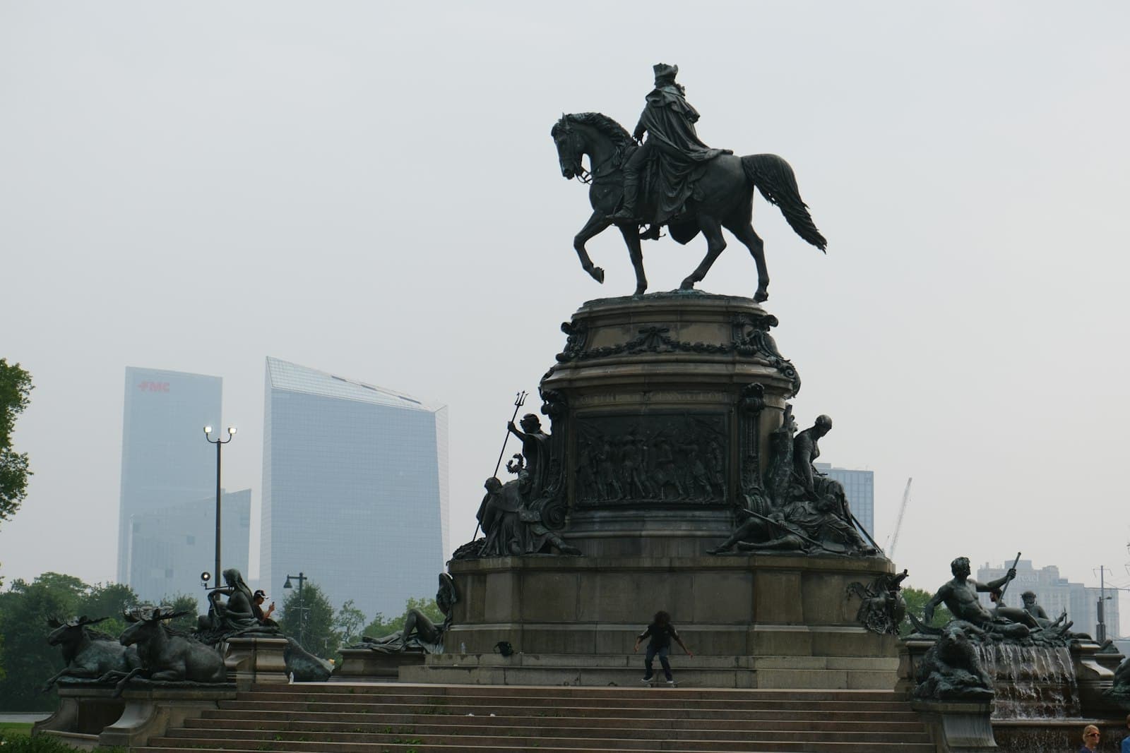 Philadelphia — A statue of a man on a horse in a park