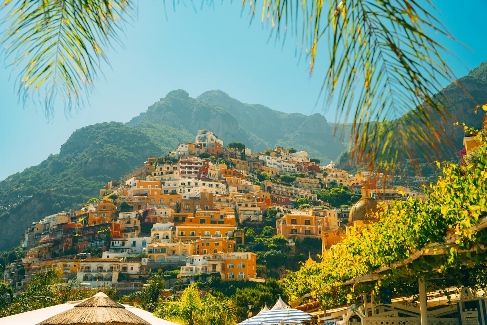 Positano — a view of a village on top of a mountain