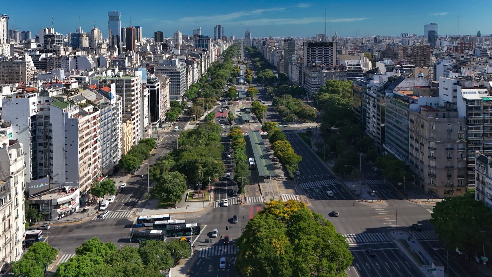 Puerto Madryn — an aerial view of a city with tall buildings