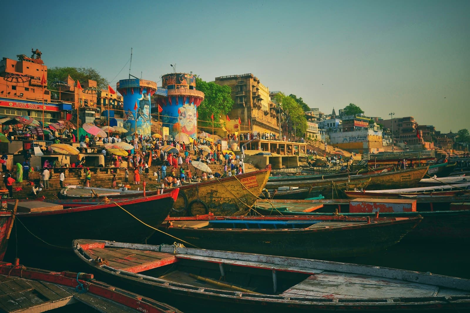Puri — boat on dock near buildings during daytime