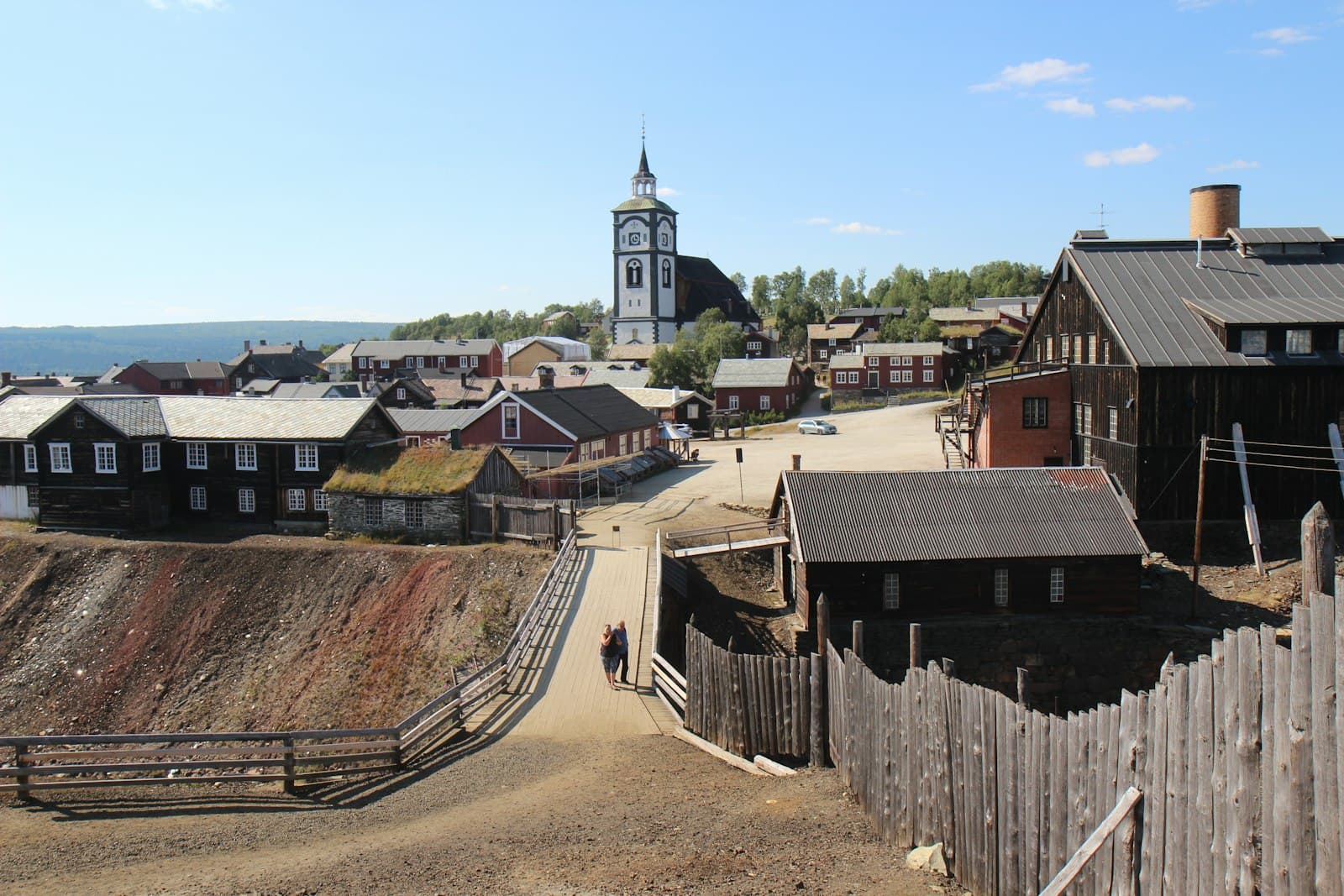 Røros — a small town with a steeple in the background