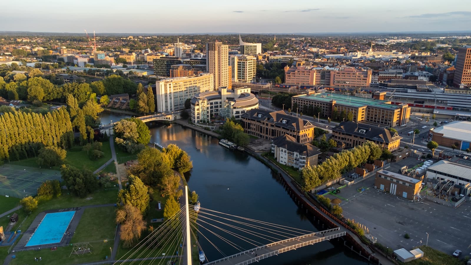 Reading — aerial view of city buildings during daytime
