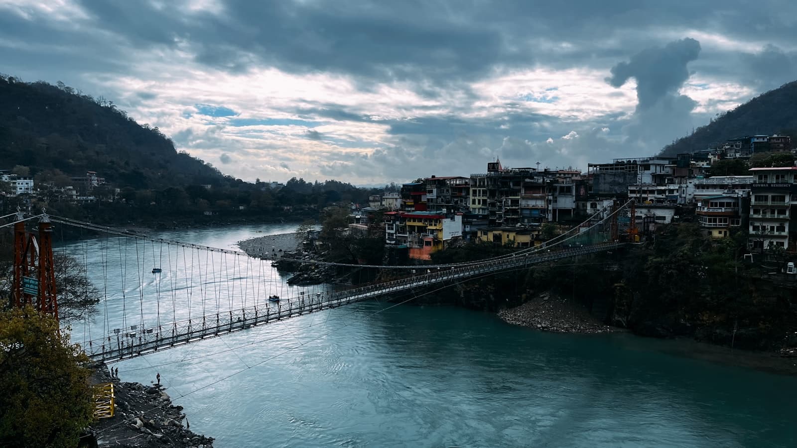 Rishikesh — A view of a bridge over a river