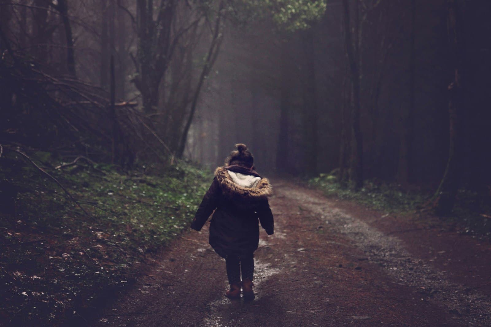Ross-on-Wye — girl in brown parka jacket walking in forest during daytime