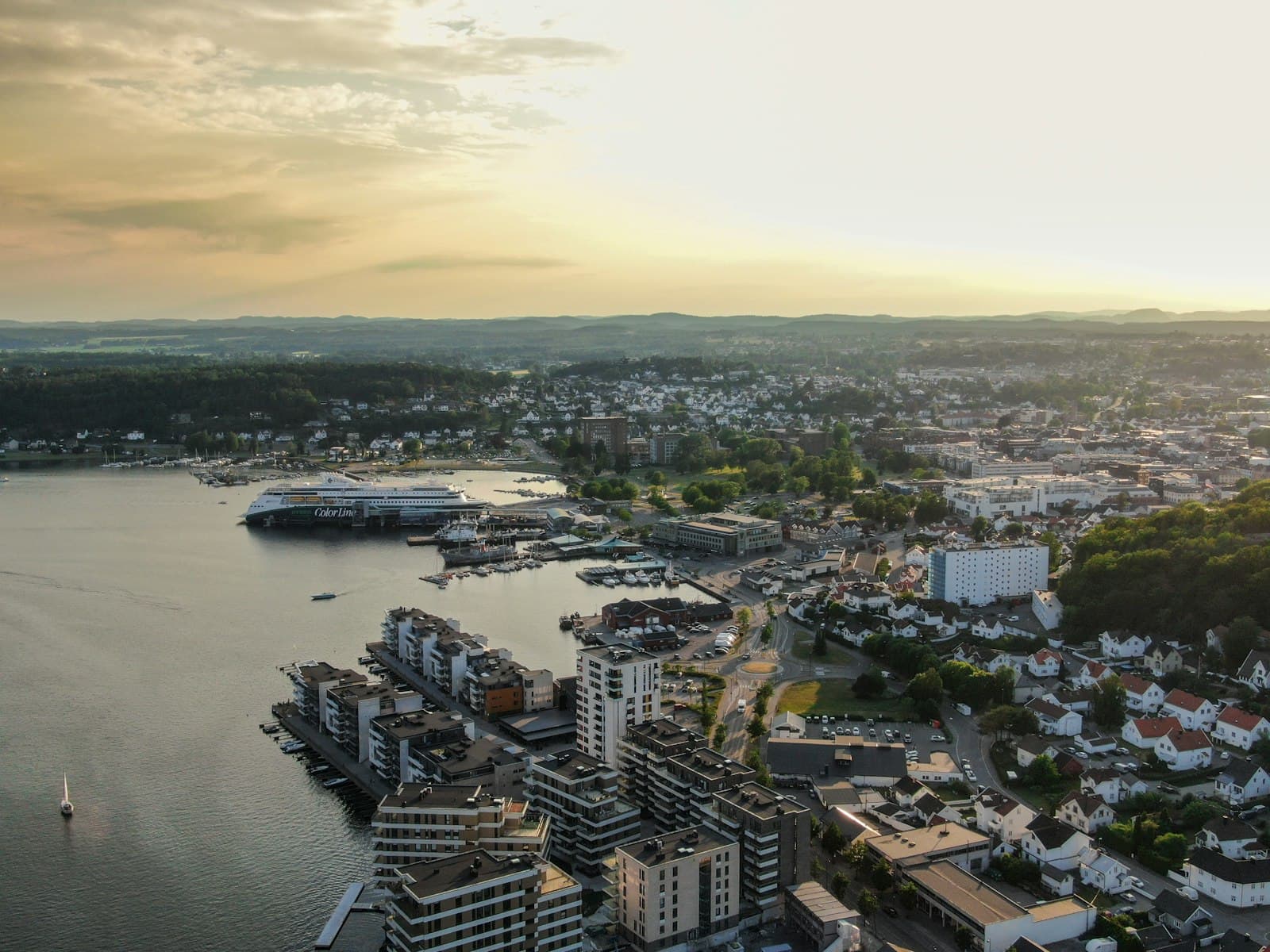 Sandefjord — an aerial view of a city and a body of water