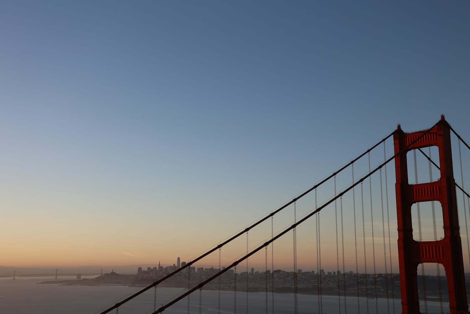 Sausalito — A view of the golden gate bridge at sunset