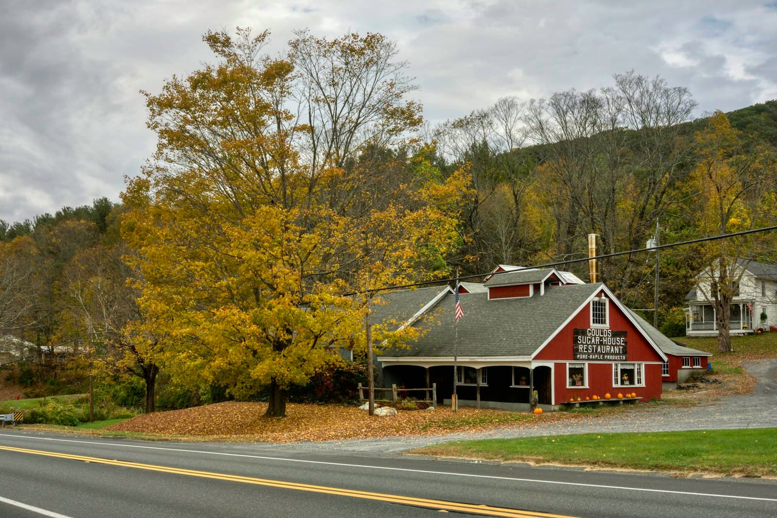 Shelburne — a red building sitting on the side of a road