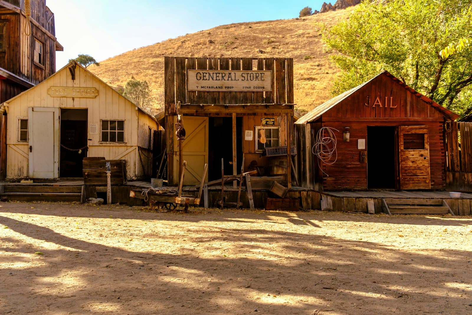 Silver City — Old western town with three wooden buildings.