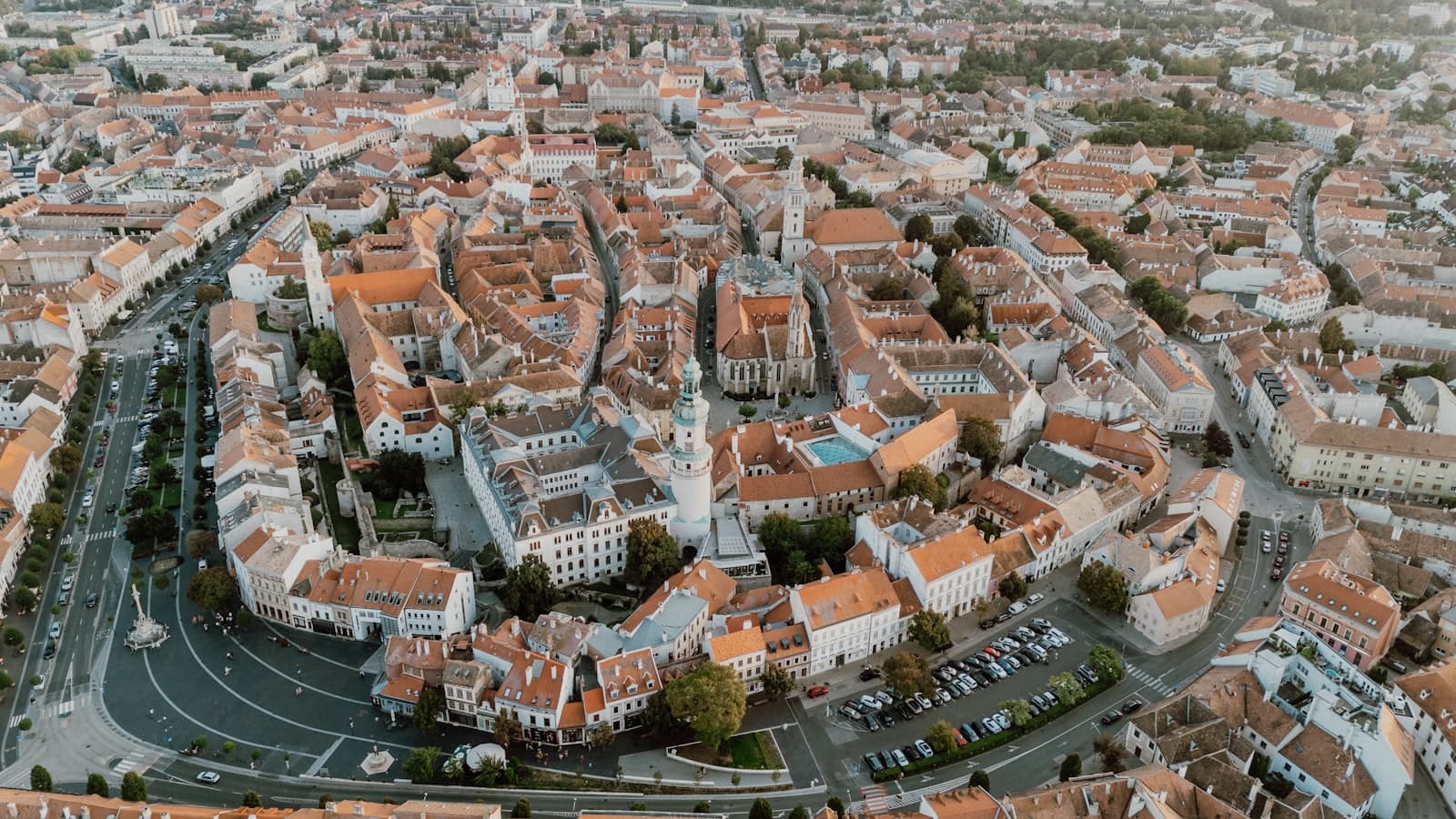 Sopron — An aerial view of a city with lots of buildings