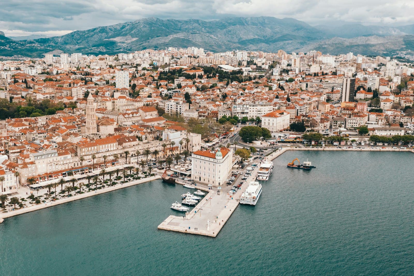 Split — aerial view of building near body of water