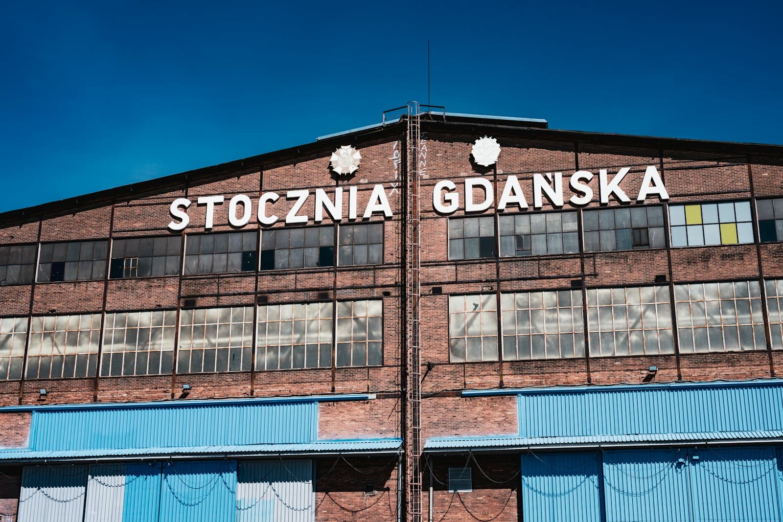 Starogard Gdański — The building displays "stocznia gdanska" sign