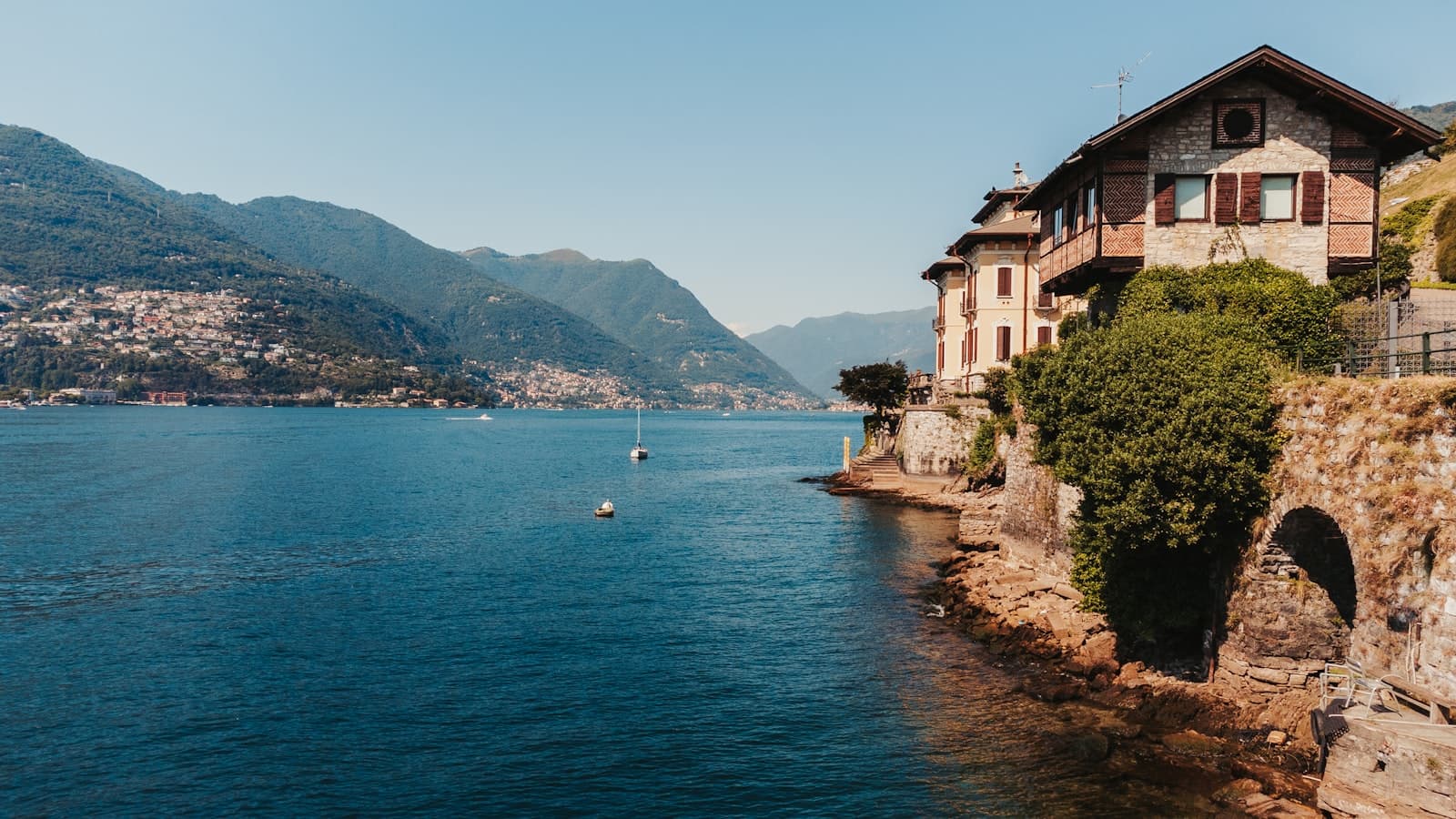 Stresa — a building on a cliff over a body of water