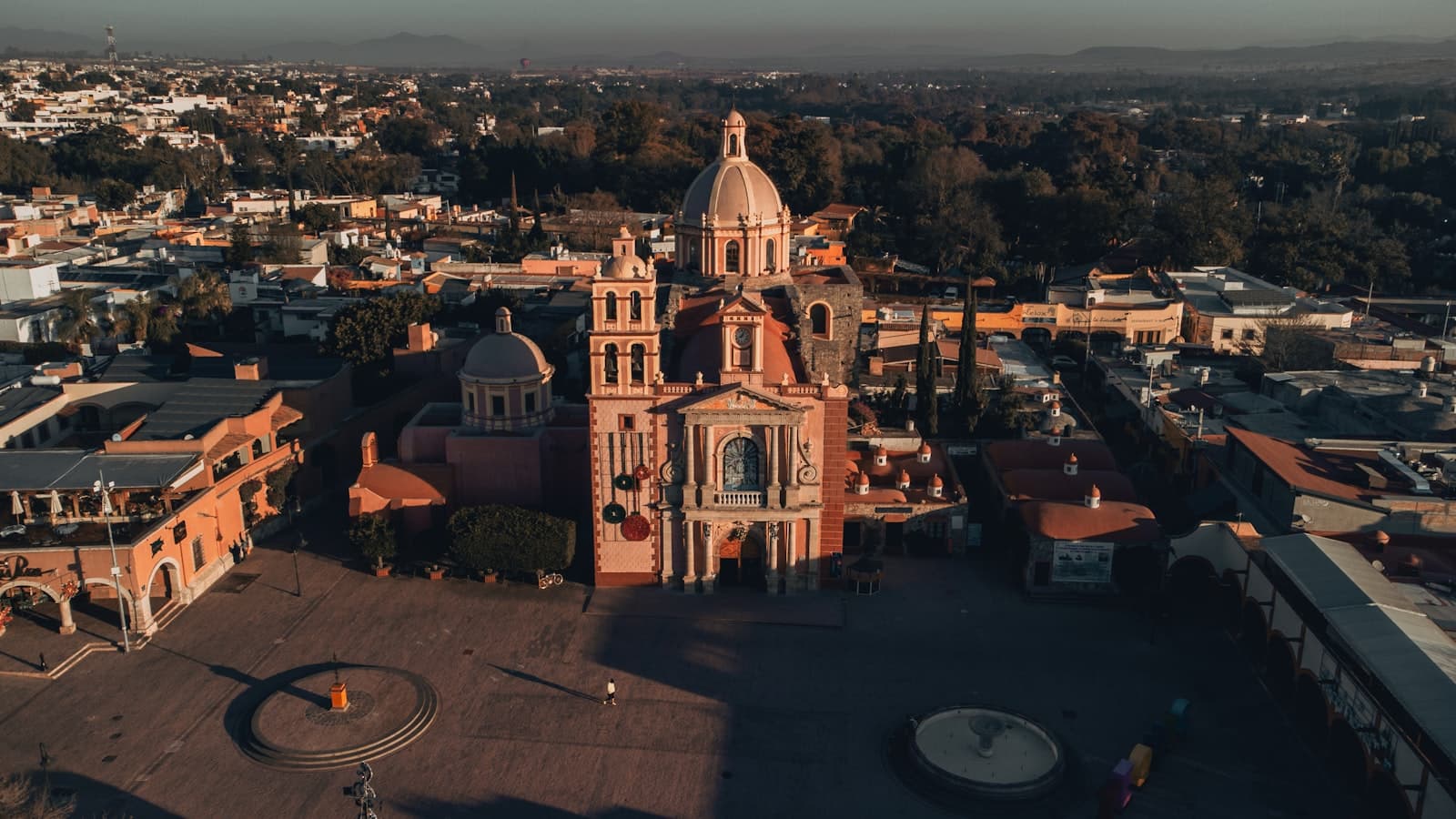 Tequisquiapan — an aerial view of a church in a city