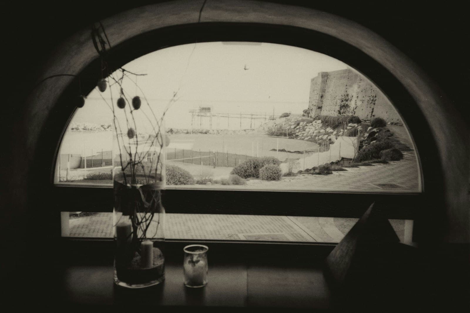 Termoli — a vase of flowers sitting on a table next to a window