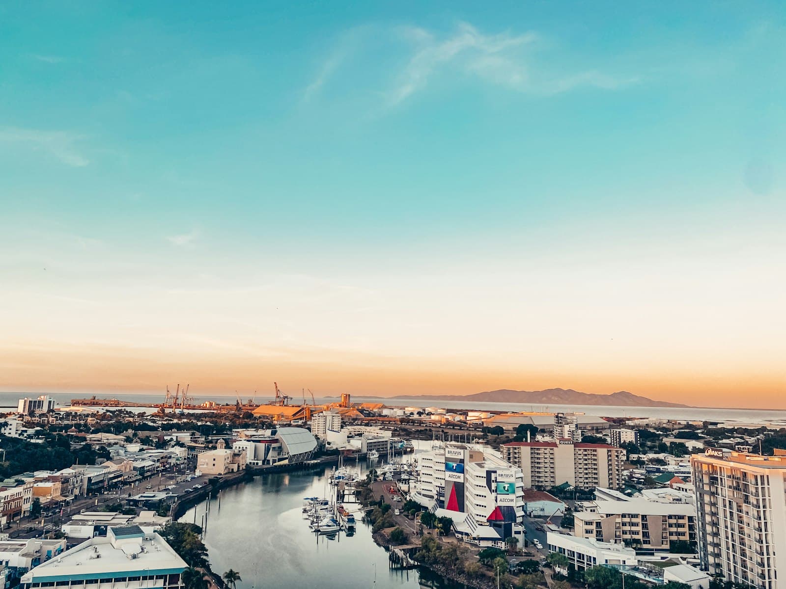 Townsville — An aerial view of a city with a river running through it