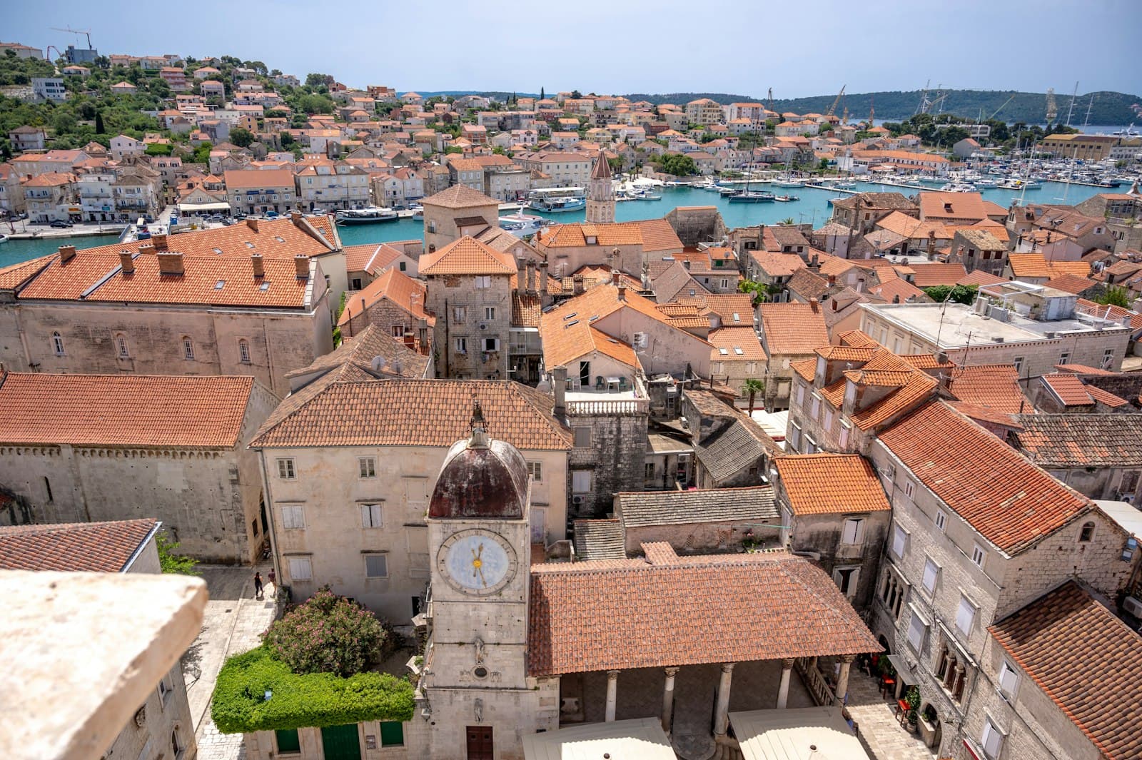 Trogir — an aerial view of a city with many buildings