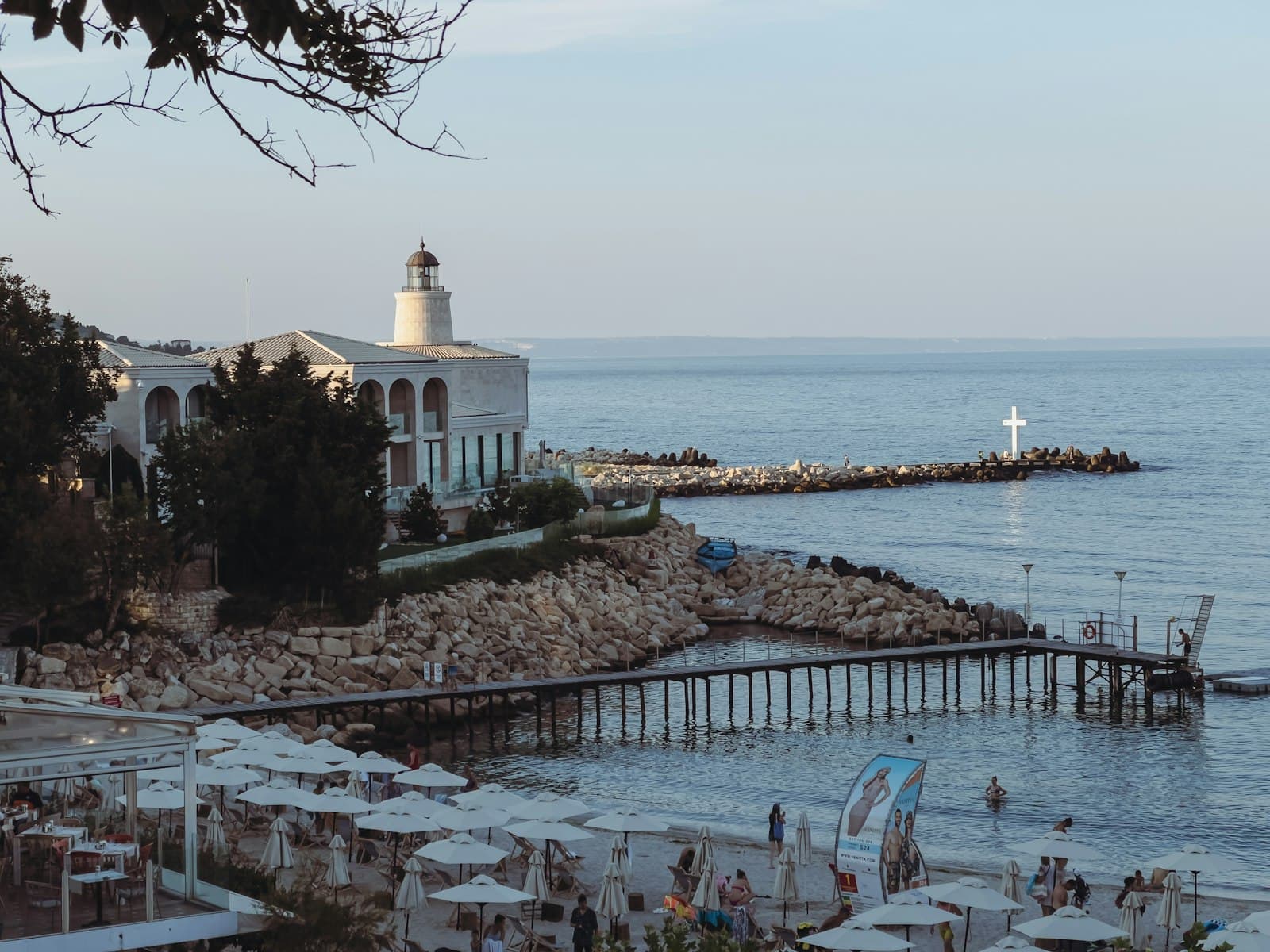 Varna — A view of a body of water with a lighthouse in the distance