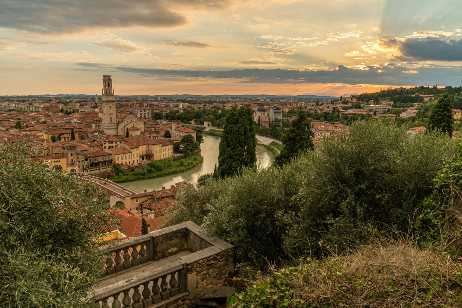 Verona — a view of a city from a hill