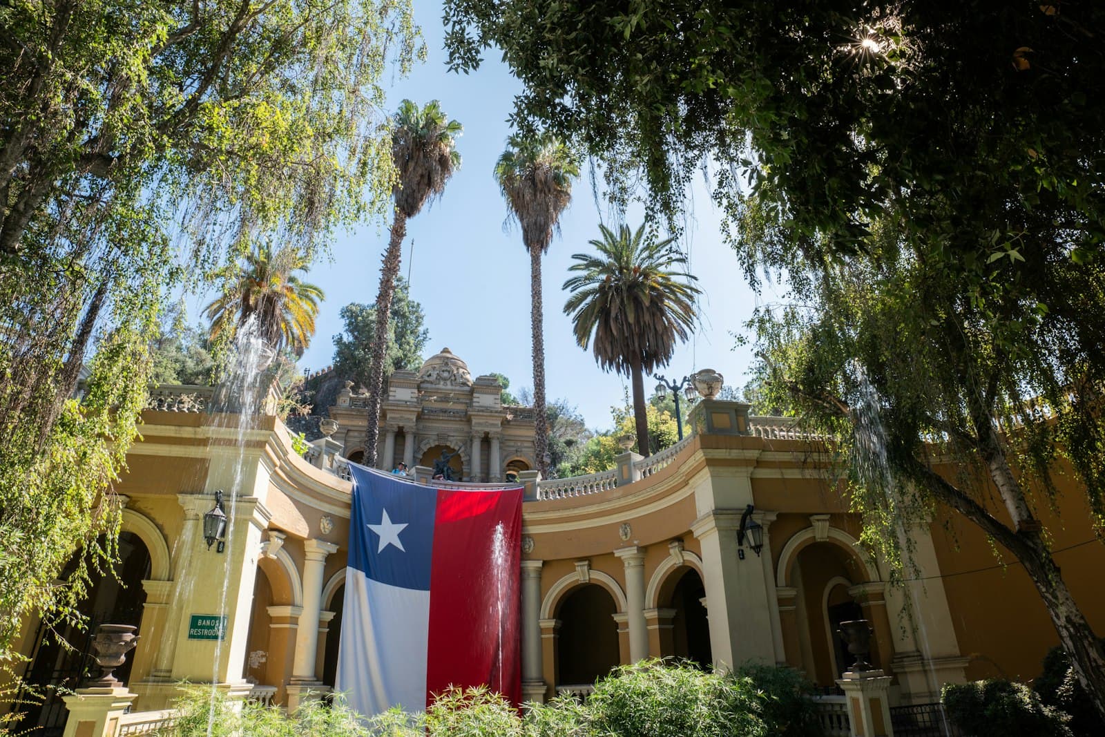 Vicuña — a large texas state flag hanging from the side of a building