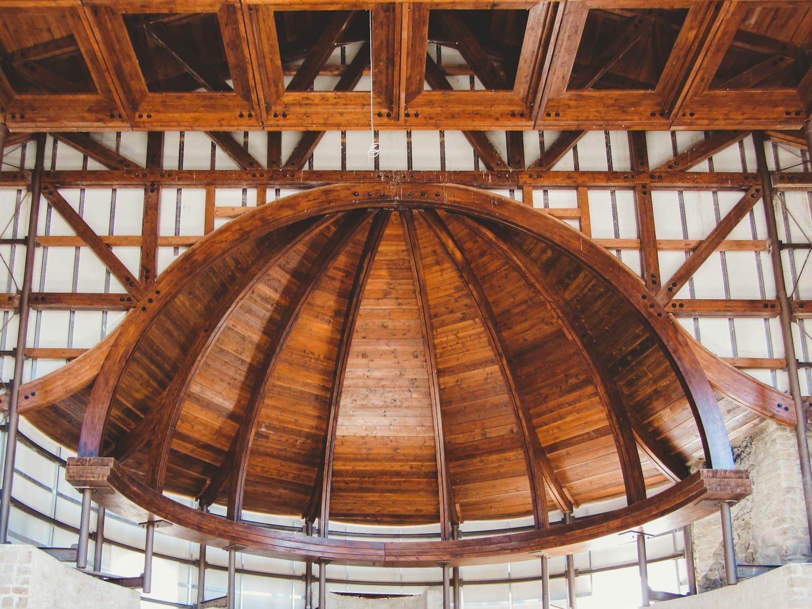Villa Romana del Casale — a large wooden spiral staircase