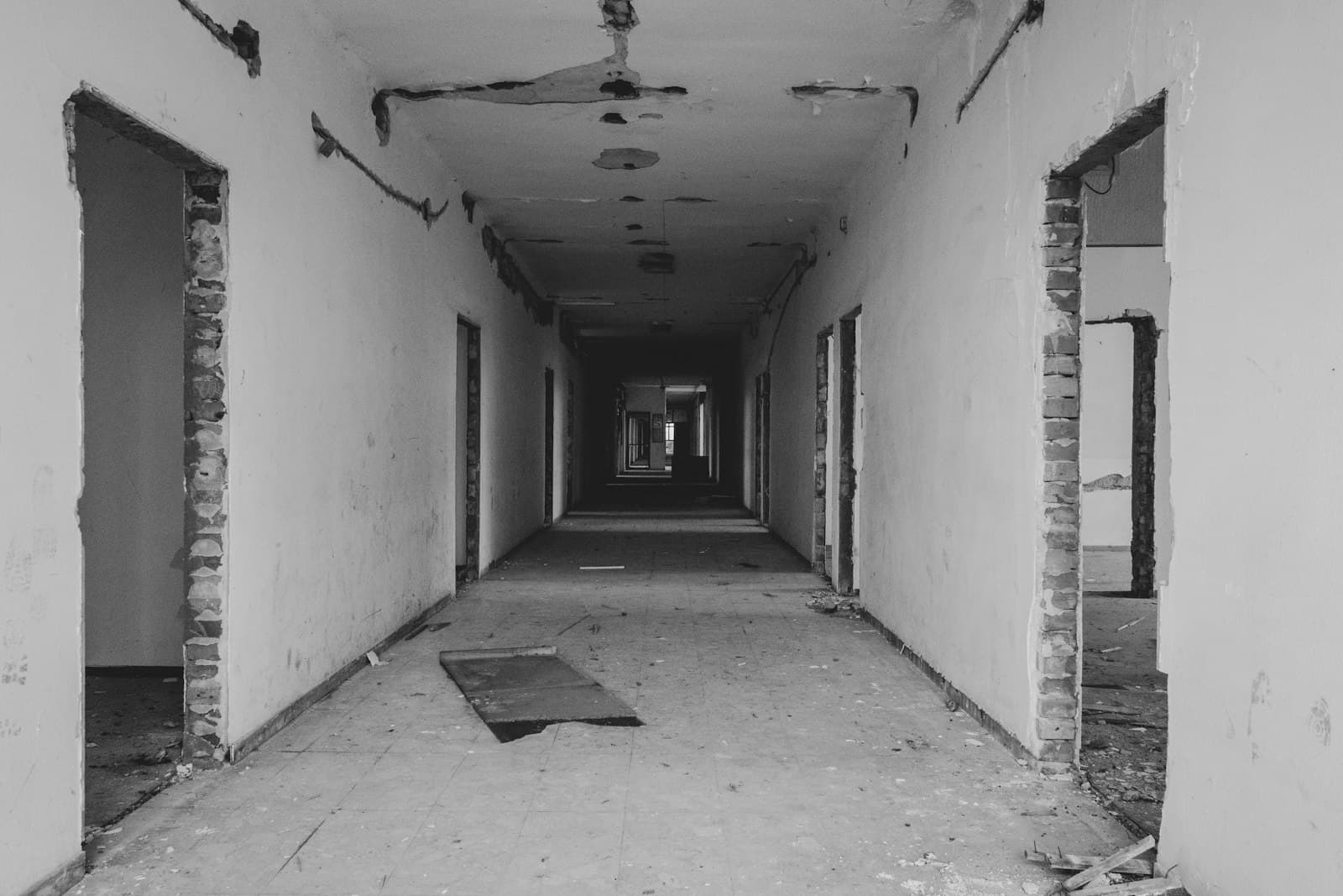 Vukovar — grayscale photo of building interior