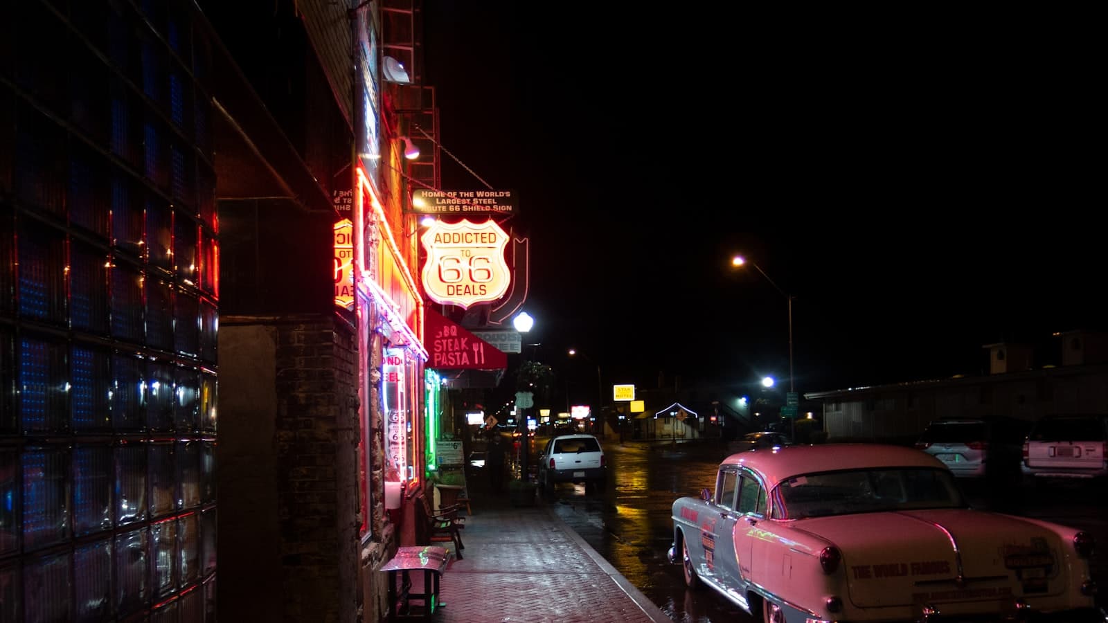 Williams — cars parked on street during night time