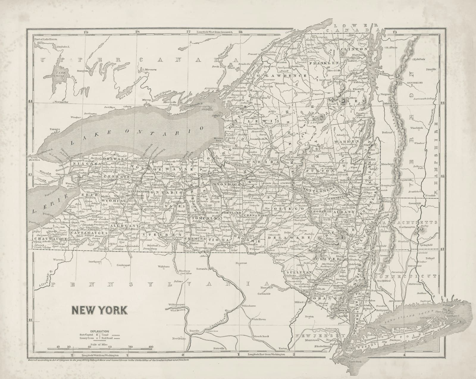 York — Map of new york state with cities and roads