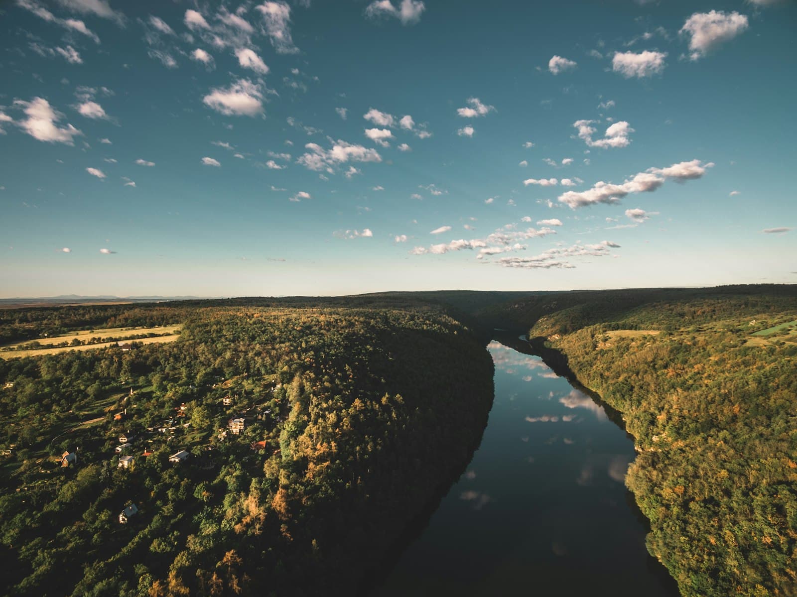 Znojmo — aerial photography of river near forest
